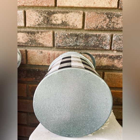 *Black & White Buffalo Check Milk Can, Large 9.25” - Picture 6 of 13